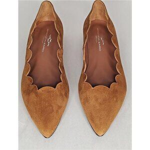 Brenda Zaro Women Scalloped Shaped Suede Flats Size 10.5